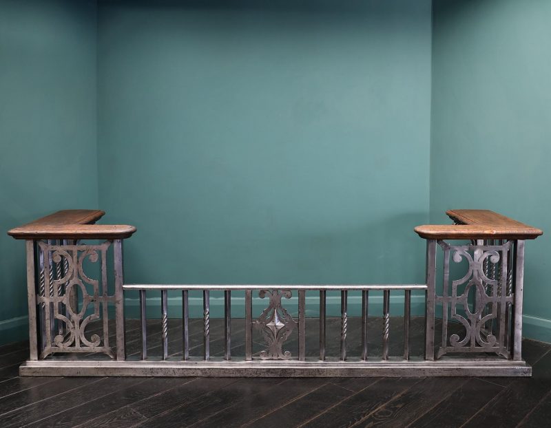 Mid 19th Century Polished Wrought & Oak Club Fender