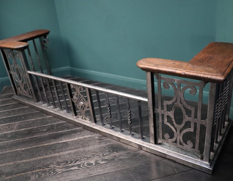 Mid 19th Century Polished Wrought & Oak Club Fender