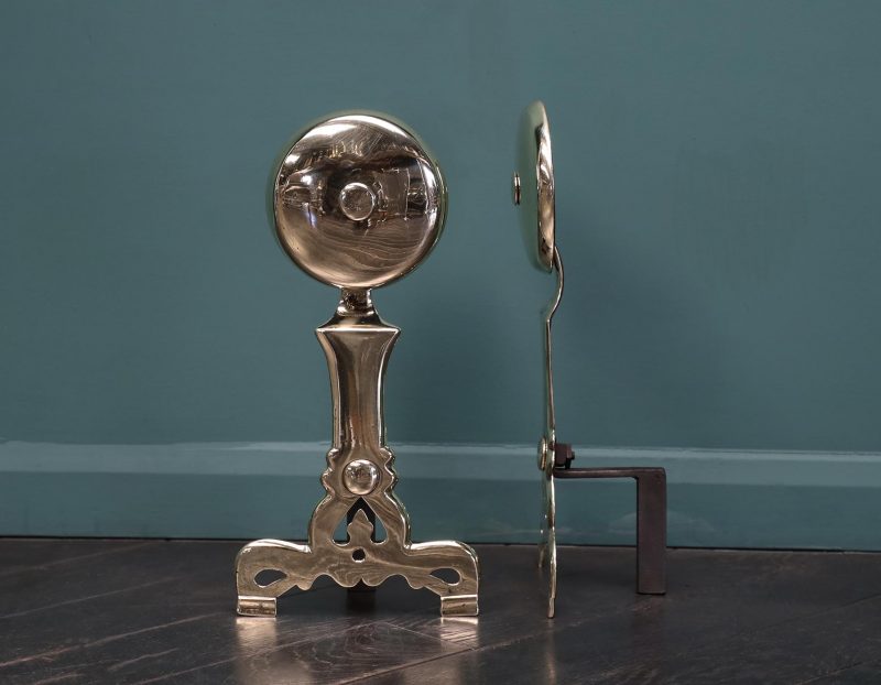 A beautiful Pair of English Brass Fire Dogs Circa 1800