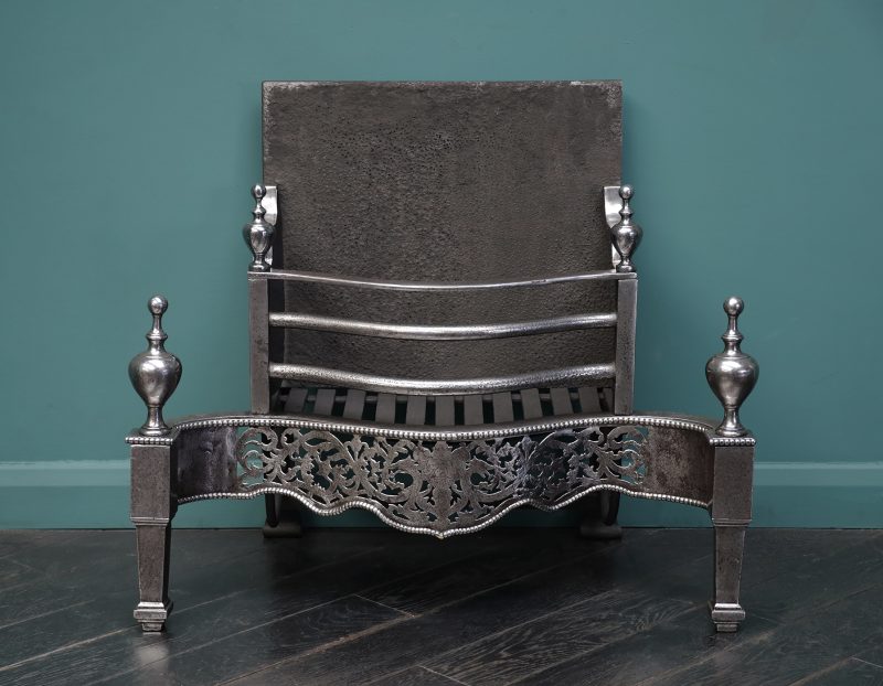 Georgian-Revival Polished Wrought Serpentine Fire Grate