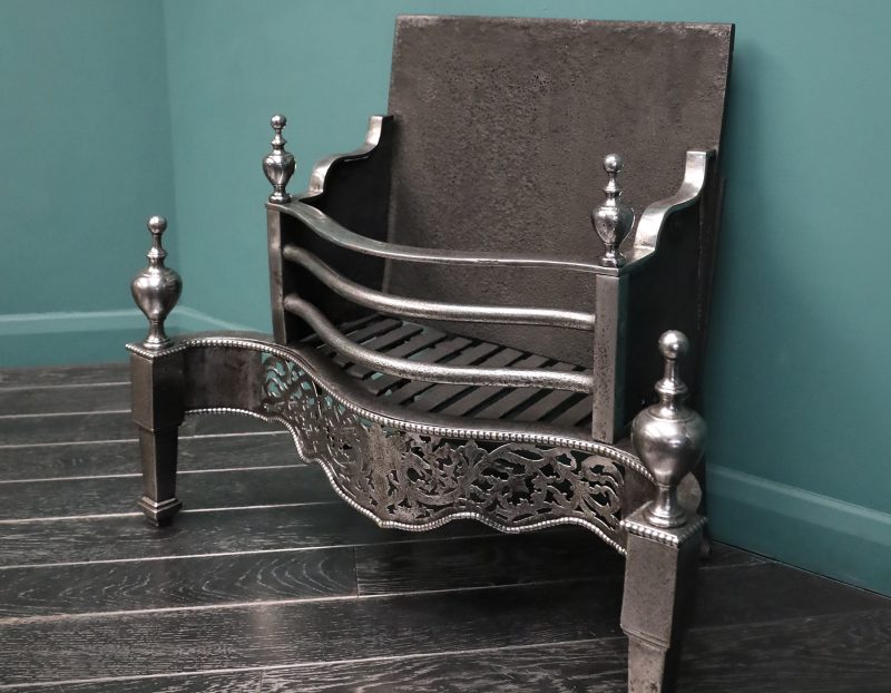 Georgian-Revival Polished Wrought Serpentine Fire Grate