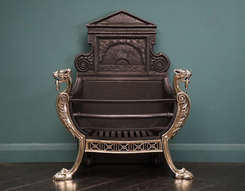 19th Century Brass & Cast-Iron Panther Fire Grate