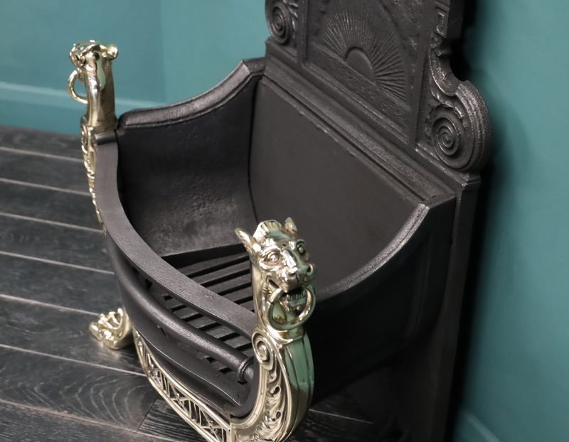 19th Century Brass & Cast-Iron Panther Fire Grate