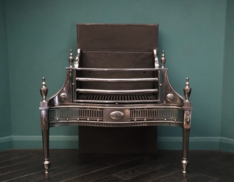 Substantial English Polished Steel Serpentine Fire Grate