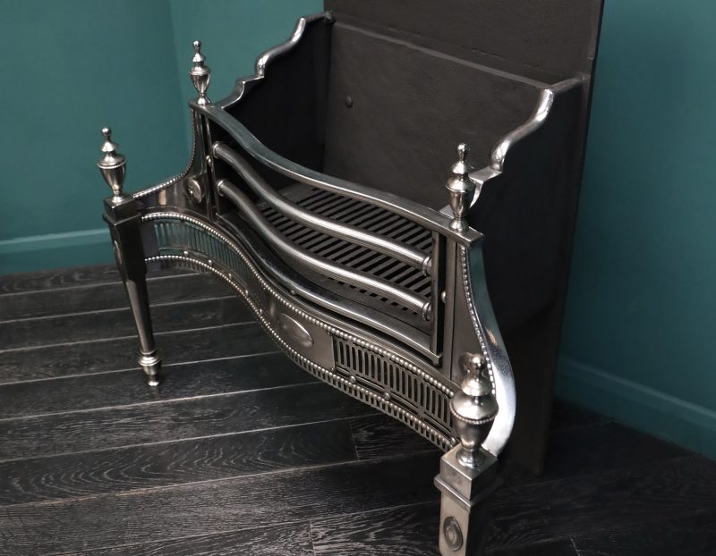 Substantial English Polished Steel Serpentine Fire Grate