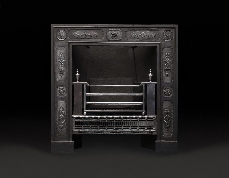 English Georgian Polished Wrought & Cast Register Grate Circa 1800